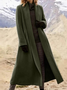 Manteaux Rétro Plain Hiver Polyester Aucune élasticité Ample Manches Longues Mi-long Régulier pour Femmes