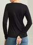 T-shirts Décontracté Plain Printemps / Automne Micro-élasticité Quotidien Coupe Régulière Manches Longues Col Rond Droit pour Femmes