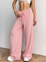 Pantalons Femmes Rayé Décontracté Printemps / Automne Naturel Micro-élasticité Quotidien Ample Droit Régulier