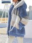 Blousons Femmes Décontracté Automne Contrasté Couture Sweat-shirt à Capuche Quotidien Ample Manches Longues Tissu pelucheux/polaire granuleux Droit