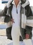 Blousons Femmes Décontracté Automne Contrasté Couture Sweat-shirt à Capuche Quotidien Ample Manches Longues Tissu pelucheux/polaire granuleux Droit