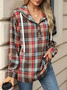 à Capuche Décontracté Printemps / Automne Plaid Polyester Sweat-shirt à Capuche Naturel Mi-long Boucle Régulier pour Femmes
