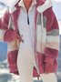 Blousons Femmes Décontracté Automne Contrasté Couture Sweat-shirt à Capuche Quotidien Ample Manches Longues Tissu pelucheux/polaire granuleux Droit