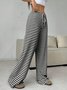 Pantalons Femmes Rayé Décontracté Printemps / Automne Naturel Micro-élasticité Quotidien Ample Droit Régulier
