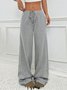 Pantalons Femmes Rayé Décontracté Printemps / Automne Naturel Micro-élasticité Quotidien Ample Droit Régulier