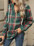 à Capuche Décontracté Printemps / Automne Plaid Polyester Sweat-shirt à Capuche Naturel Mi-long Boucle Régulier pour Femmes
