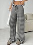 Pantalons Femmes Rayé Décontracté Printemps / Automne Naturel Micro-élasticité Quotidien Ample Droit Régulier