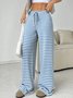 Pantalons Femmes Rayé Décontracté Printemps / Automne Naturel Micro-élasticité Quotidien Ample Droit Régulier