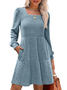 Robes Décontracté Plain Printemps / Automne Polyester Naturel Ample Manches Longues Col Rond Non pour Femmes