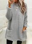 Robes Femmes Décontracté Plain Printemps / Automne Naturel Quotidien Mi-longue Manches Longues Col Rond Tissu pelucheux/polaire granuleux