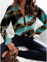 Chemises Géométrique Décontracté Printemps / Automne Polyester Léger Quotidien Coupe Régulière Manches Longues Droit pour Femmes