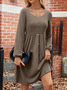Robes Décontracté Plain Été Polyester Naturel Coupe Régulière Manches Longues Trapèze Régulier pour Femmes