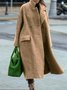 Manteaux Femmes Simple Plain Hiver Naturel Manches Longues à Col Revers en Laine Chemise Blouson Régulier