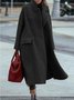 Manteaux Femmes Simple Plain Hiver Naturel Manches Longues à Col Revers en Laine Chemise Blouson Régulier