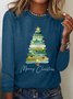 T-shirts Décontracté Printemps / Automne Sapin de Noël Quotidien Meilleure vente Manches Longues Régulier Droit Élasticité moyenne pour Femmes