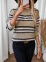 Pulls Rayé Décontracté Printemps / Automne Micro-élasticité Quotidien Noël Manches Longues Col Rond Régulier pour Femmes