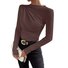 Chemisiers1 Femmes Décontracté Plain Printemps / Automne Polyester Serré Col Rond Régulier Collant Élasticité moyenne