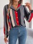 Chemises Femmes Géométrique Décontracté Printemps / Automne Aucune élasticité Coupe Régulière Manches Longues Régulier Régulier Col de Chemise