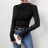 Chemisiers1 Femmes Décontracté Plain Printemps / Automne Polyester Serré Col Rond Régulier Collant Élasticité moyenne