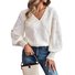 Chemisiers1 Femmes Décontracté Plain Printemps / Automne Col V Naturel Aucune élasticité Dentelle Manches Bouffantes Régulier