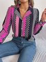 Chemises Femmes Géométrique Décontracté Printemps / Automne Aucune élasticité Coupe Régulière Manches Longues Régulier Régulier Col de Chemise