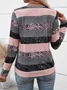 Chemisiers1 Décontracté Bloc de Couleur Printemps / Automne Micro-élasticité Quotidien Ample Manches Longues Entaillé Régulier pour Femmes