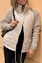 Rembourré Blousons Femmes Décontracté Plain Hiver Polyester Taille Haute Aucune élasticité Manches Longues Régulier Faux Col