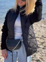 Rembourré Blousons Femmes Décontracté Plain Hiver Polyester Taille Haute Aucune élasticité Manches Longues Régulier Faux Col