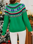 Pulls Géométrique Décontracté Printemps / Automne Col V Noël Manches Longues Laine/Tricot Régulier Régulier pour Femmes