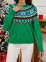 Pulls Géométrique Décontracté Printemps / Automne Col V Noël Manches Longues Laine/Tricot Régulier Régulier pour Femmes