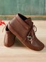 Bottes mocassins Femmes Boho Plain Automne à Talon Plat Bout Rond Fausse Fourrure PU à Lacets Bottes mocassins