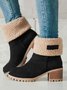 Rembourré de Coton Bottes Décontracté Plain Hiver Faire la navette Talon de Bloc Bout Rond Coton Caoutchouc à Enfiler pour Femmes