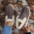 Rembourré de Coton Bottes Simple Plain Hiver Domestique Bottes de Neige Talon Bas Bout Rond PU à Enfiler pour Femmes