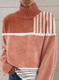 Pulls Géométrique Décontracté Printemps / Automne Micro-élasticité Manches Longues Col Roulé Fil/fil de laine Régulier Régulier pour Femmes