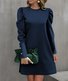 Robes Femmes Décontracté Plain Printemps / Automne Polyester Quotidien Manches Longues Droit Régulier Non