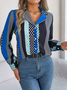 Chemises Femmes Géométrique Décontracté Printemps / Automne Aucune élasticité Coupe Régulière Manches Longues Régulier Régulier Col de Chemise