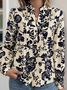 Chemises Femmes Décontracté Floral Printemps / Automne Polyester Col Montant Naturel Aucune élasticité Quotidien Manches Longues