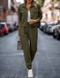 Deux Pièces Ensembles Femmes Décontracté Plain Printemps / Automne Naturel Micro-élasticité Jersey Col Châle Top Avec Pantalons Droit