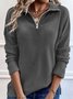 Chemisiers1 Décontracté Plain Printemps / Automne Quotidien Ample Manches Longues Col Châle Forage à chaud Régulier pour Femmes