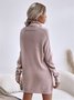 Robes Femmes Décontracté Plain Printemps / Automne Quotidien Manches Longues Col Roulé Fil/fil de laine Droit Régulier
