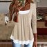 Chemisiers1 Femmes Décontracté Bloc de Couleur Printemps / Automne Quotidien Ample Jersey Manches Longues Col Rond Régulier