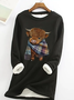 Sweat-shirts Décontracté Printemps / Automne Bovins Tissu pelucheux/polaire granuleux Léger Quotidien Coupe Régulière Manches Longues Régulier pour Femmes