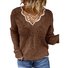 Pulls Décontracté Plain Printemps / Automne Quotidien Manches Longues Fil/fil de laine Régulier Droit Col en Forme de Cuillère pour Femmes