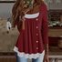 Chemisiers1 Femmes Décontracté Bloc de Couleur Printemps / Automne Quotidien Ample Jersey Manches Longues Col Rond Régulier