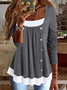 Chemisiers1 Femmes Décontracté Bloc de Couleur Printemps / Automne Quotidien Ample Jersey Manches Longues Col Rond Régulier