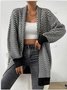 Cardigans Femmes Rayé Décontracté Hiver Naturel Poids lourd Quotidien Manches Longues Mi-long Droit