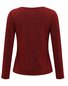 T-shirts Décontracté Plain Printemps / Automne Polyester Col V Micro-élasticité Quotidien Droit Régulier pour Femmes