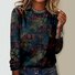 T-shirts Décontracté Ethnique Printemps / Automne Micro-élasticité Ample Manches Longues Col Rond Régulier Régulier pour Femmes
