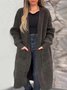 Cardigans Décontracté Plain Hiver Naturel Quotidien Manches Longues Mi-long Droit Élasticité moyenne pour Femmes