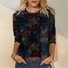 T-shirts Décontracté Ethnique Printemps / Automne Micro-élasticité Ample Manches Longues Col Rond Régulier Régulier pour Femmes